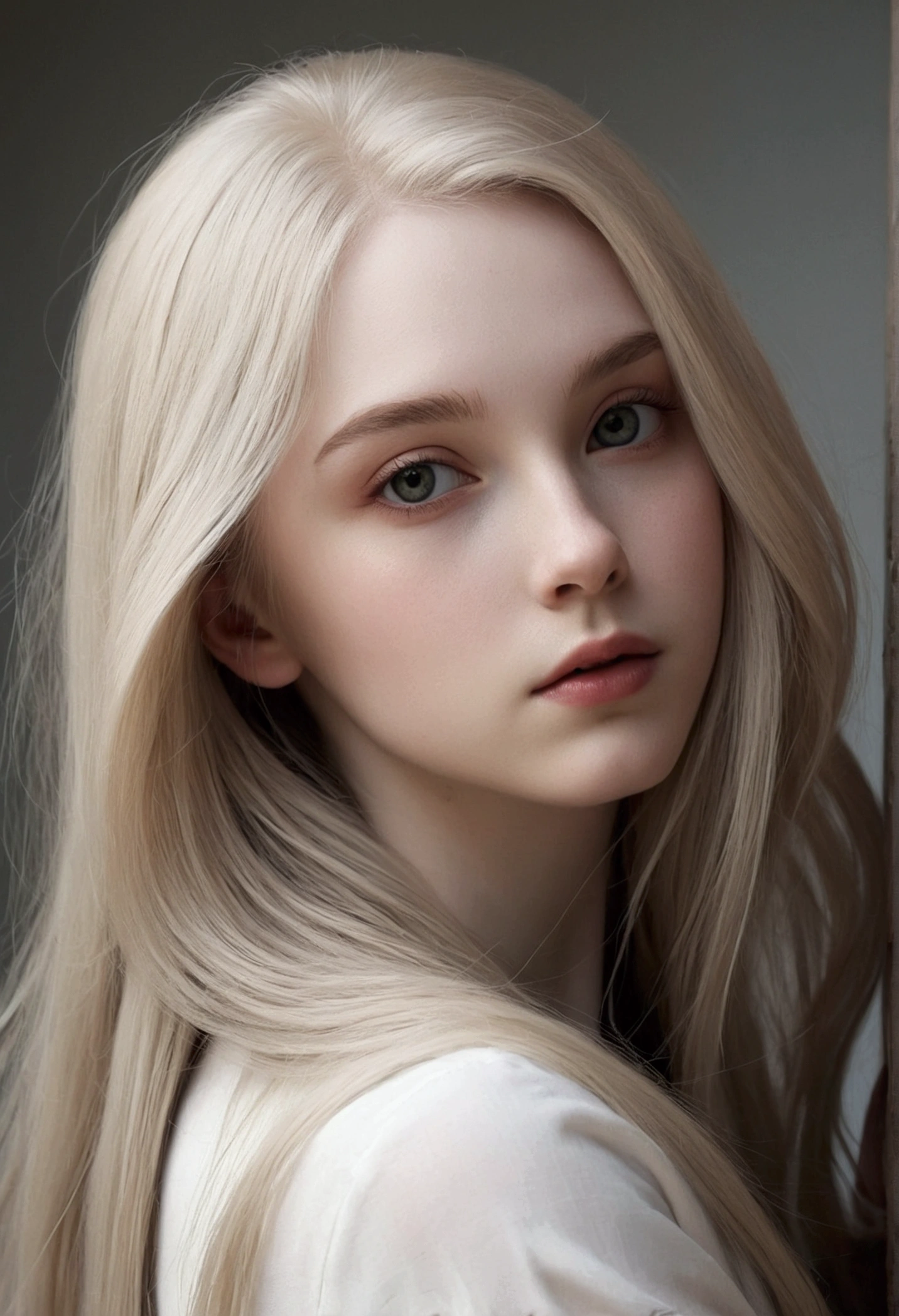 (1 pale girl, long hair, Darkening, doing a human pose)