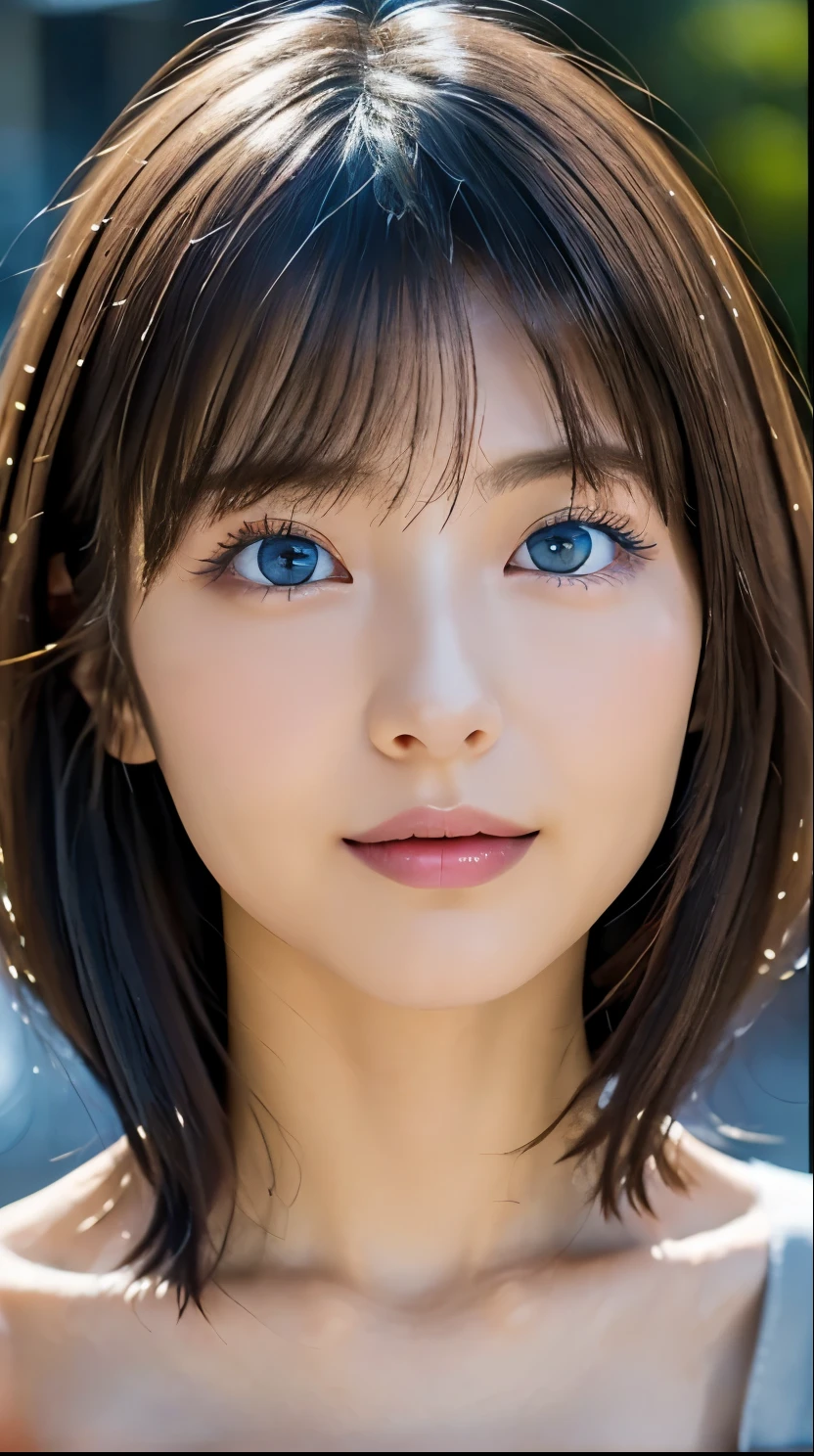 ((Close-up of face:1.4))、((Naked Women:1.4))、((No underwear:1.4))、((Blue eyes and silver hair:1.5))、(Highest quality、Tabletop、8k、Best image quality、Award-winning works)、(One Girl, :1.3)、(Perfect naked beautiful girls:1.5)、(A woman with very beautiful make-up:1.5)、Perfect Makeup、Long eyelashes、Ultra HD Shining Eyes、Ultra HD Hair、Ultra-high resolutionのグロッシーな唇、Ultra-high resolutionの完璧な歯、Ultra HD cute face、Light brown hair:1.4、(Very short straight hair:1.1)、Look at me and smile、[clavicle]、Accurate anatomy、(Bust up photo:1.5)、Luxury Love Hotel、(The most atmospheric and warm lighting:1.2)、Blurred Background、With bangs、Ultra-high resolution, Shiny, Moisturized face、Ultra-high resolutionの輝く肌、The most detailed face、Ultra-high resolutionの詳細な顔、Ultra-high resolutionの髪、Ultra-high resolutionの輝く瞳、Beautiful face drawn in every detail、Ultra-high resolutionのグロッシーリップ