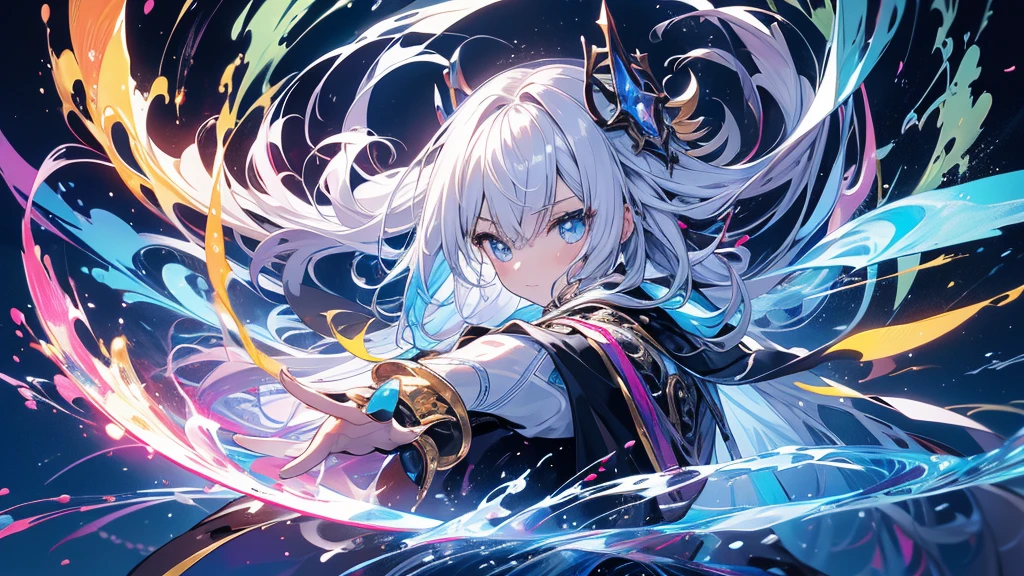 A wise man who uses colorful magic。Highest quality。