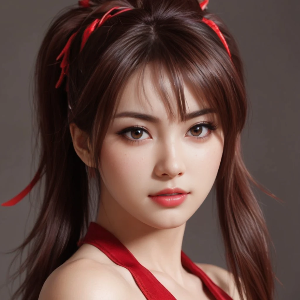Mai Shiranui, (best quality,ultra-detailed),(Realistic:1.37), beautiful and detailed face, Ultra-realistic texture, delicate face, athletic body, vivid colors. high definition, 8K
