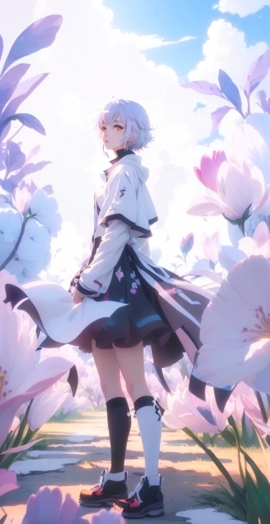 anime girl holding microphone, artwork in the style of Gu Weiss, Gu Weiss, Loish et WLOP, Anime style. 8K, Elegant Flower Punk, anime art wallpaper 8 k, Anime styled 3d, Anime styled digital art, Produced in collaboration with Anime Painter Studio, Stylized anime, 🌺 CG Society