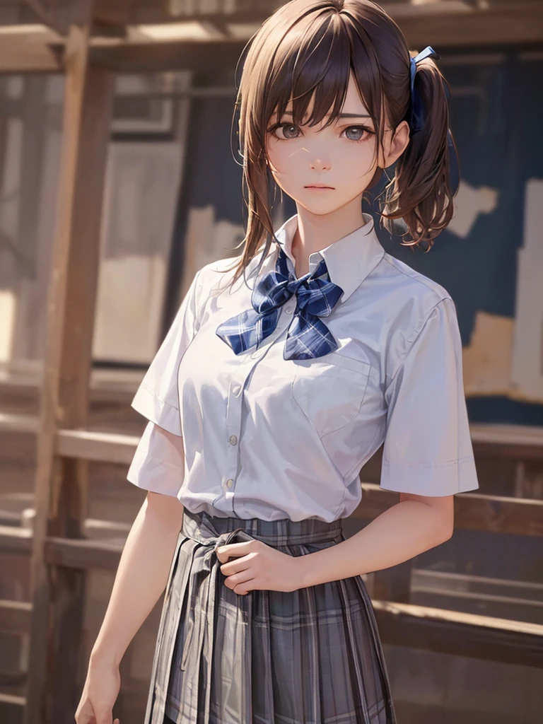 最high quality, masterpiece, Anorexic girl, Beautiful Face, (Photorealistic Photography:1.3), Rim Light, (Skin with attention to detail:1.2), 8K Ultra HD, Digital SLR, high quality, High resolution, 4K, 8K, Bokeh, (Genuine: 1.3), Small face, pretty girl, Black Formal Blazer, Mid-breasted, Short skirt,