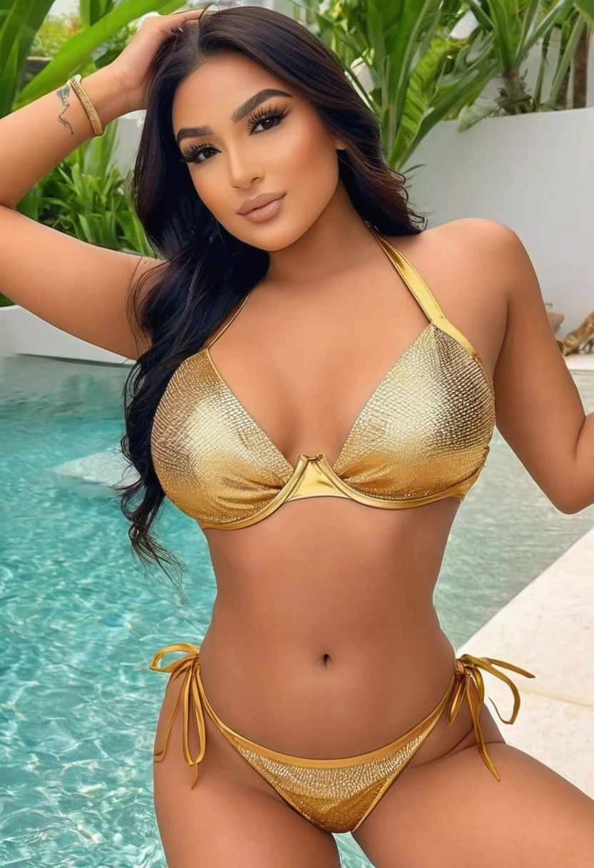 ((high quality:1.2)), work of art, (8k), extremely detailed, ((High detail:1.2)), ((best resolution:1.4)), (HotLexi woman), Solo, 24 years old Brazilian female, (bikini),