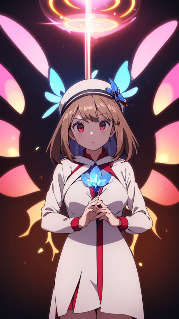 Absurd , High resolution, Super detailed, (One girl:1.3), break, Fantastic dresses, hat, break, Light Persona, Dark person, Mind control, fractal, whole body, Sealing, Artistic Background, Blue luminescence, Geometric, organic, bless, agreement, Sublime, Majestic, Noble, expand, solvable, anti-gravity, antimatter, A guardian angel, holy, sacred, spiritual, Dignified, Red bioluminescence, flower, Holographic Wing, magic cirlcle, Photon, butterfly, scale, Milky Way, Beark, NSFW