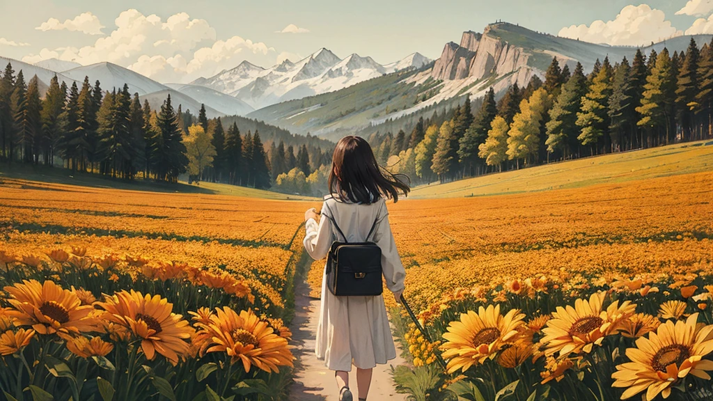 Flower Field,Emotional,Warm tones,Breeze