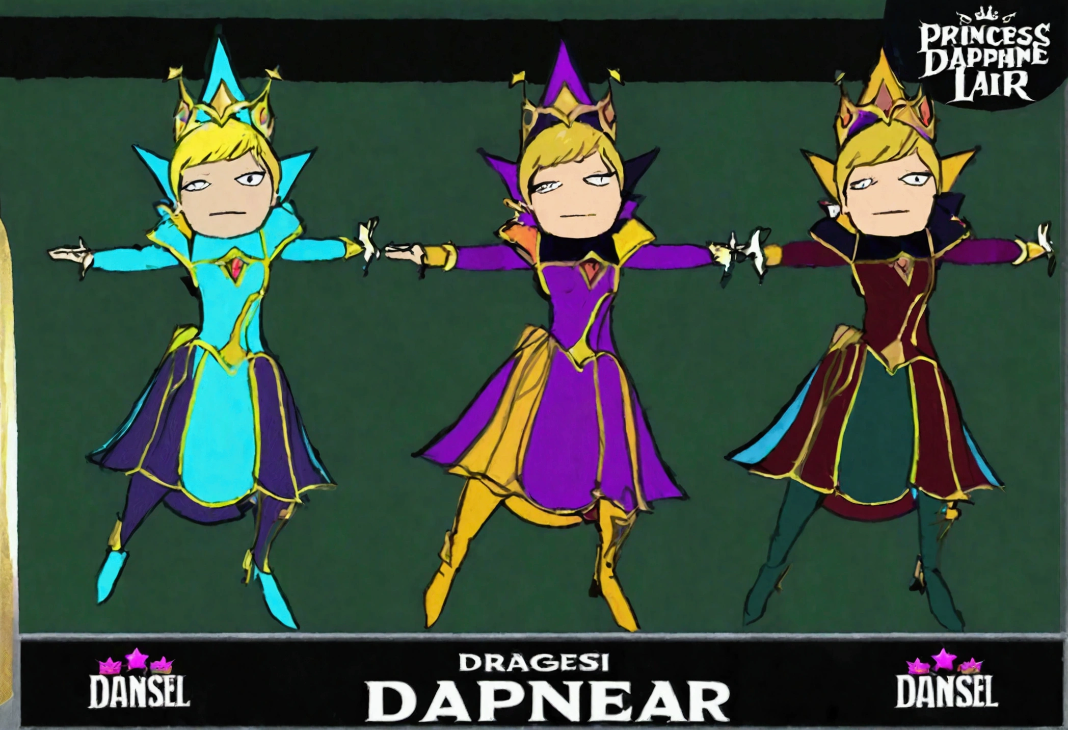 Cate Blanchett, age 25, is in costume as Princess Daphne from video game Dragon's lair. Damsel in distress, dramatic poses, overly sexual, dangerous dungeon setting