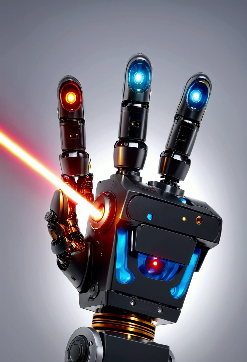 Robotic finger shooting a laser beam
