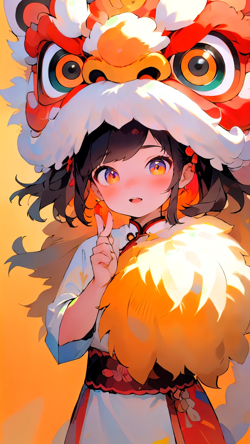 lion dance、1 person、Girl、Staring at the audience、soon dance、(masterpiece、最high quality、high quality、High resolution、Super detailed)、