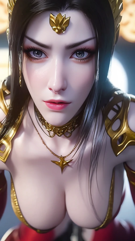 (lifelike, high - resolution:1.3), 1 girl with a perfect body, Super fine face and eyes,slong hair, big boob,Expose cleavage5)),, lightning, hyper-realistic graphics, most realistic graphics, 1 girl, alone, solo, Extremely sharp, surreal image, naked, NSFW.