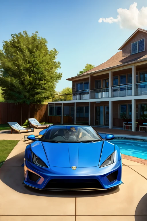 { felix} poolside,sports car ,house