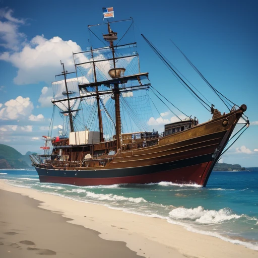 pirate boat on the beach