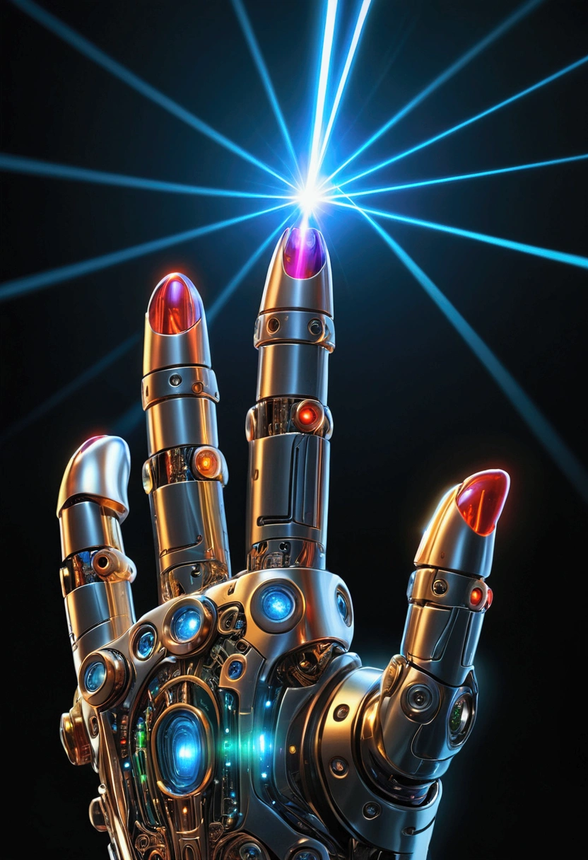 Cybernetic finger shooting a laser beam 