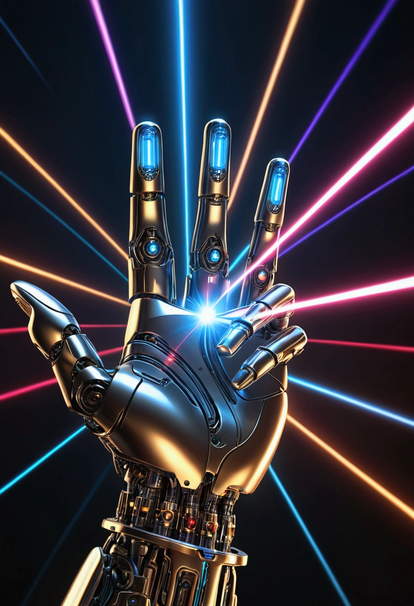 Cybernetic finger shooting a laser beam