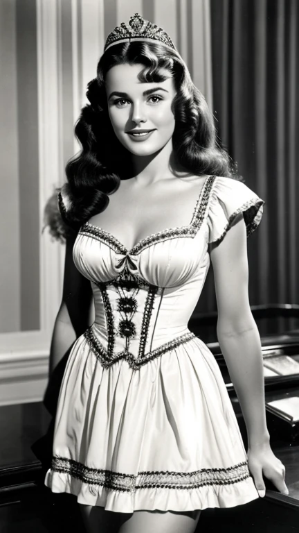 Paulette Goddard dressed in sexy duchess clothes and smiling