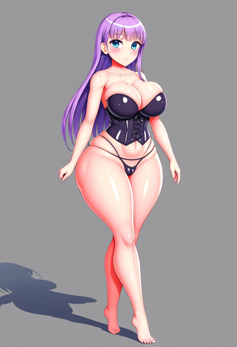 (8k, RAW photos, top quality, masterpiece: 1.2), (High Quality), ray tracing, HDR, (High Details), (Face detail), (Shadow Detail), 1girl, Green shadow, breasts, solo, thick thighs, thin micro panties, high leg, hair, big breasts, thin high leg micro panties, cleavage, black panties, looking at viewer, two sides up, fishnets , bare shoulders, runner_bottom, hair, eyes, huge thighs, collarbone, fishnets, shiny, runner_bottom, thick_thighs, skindentation, corset, thong, closed_mouth, wide_hips, black_ribbon, standing, shiny_clothes, curvy, alternative_chest_size, lingerie