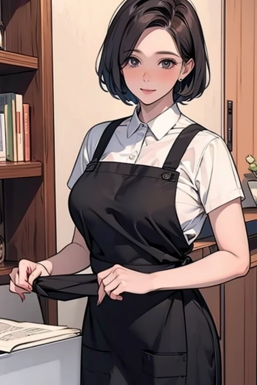 mother,Married Woman,apron,Black Hair,kind,short hair,Berry Short,Short Hair,
