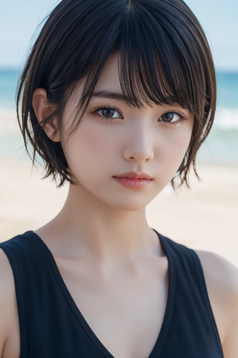, Long winded [Blue-black:.3] hair,View your viewers, (masterpiece:1.3), (8k, Realistic, RAW Photos, Highest quality: 1.4), Japanese, (One girl), Beautiful Face, (Realistic Face), (black hair, short hair:1.3), beautiful hairstyle, Realistic eyes, Beautiful attention to detail, (Realistic Skin), Beautiful Skin, Charm, Ultra-high resolution, Ultra-realistic, Very detailed, Golden Ratio,