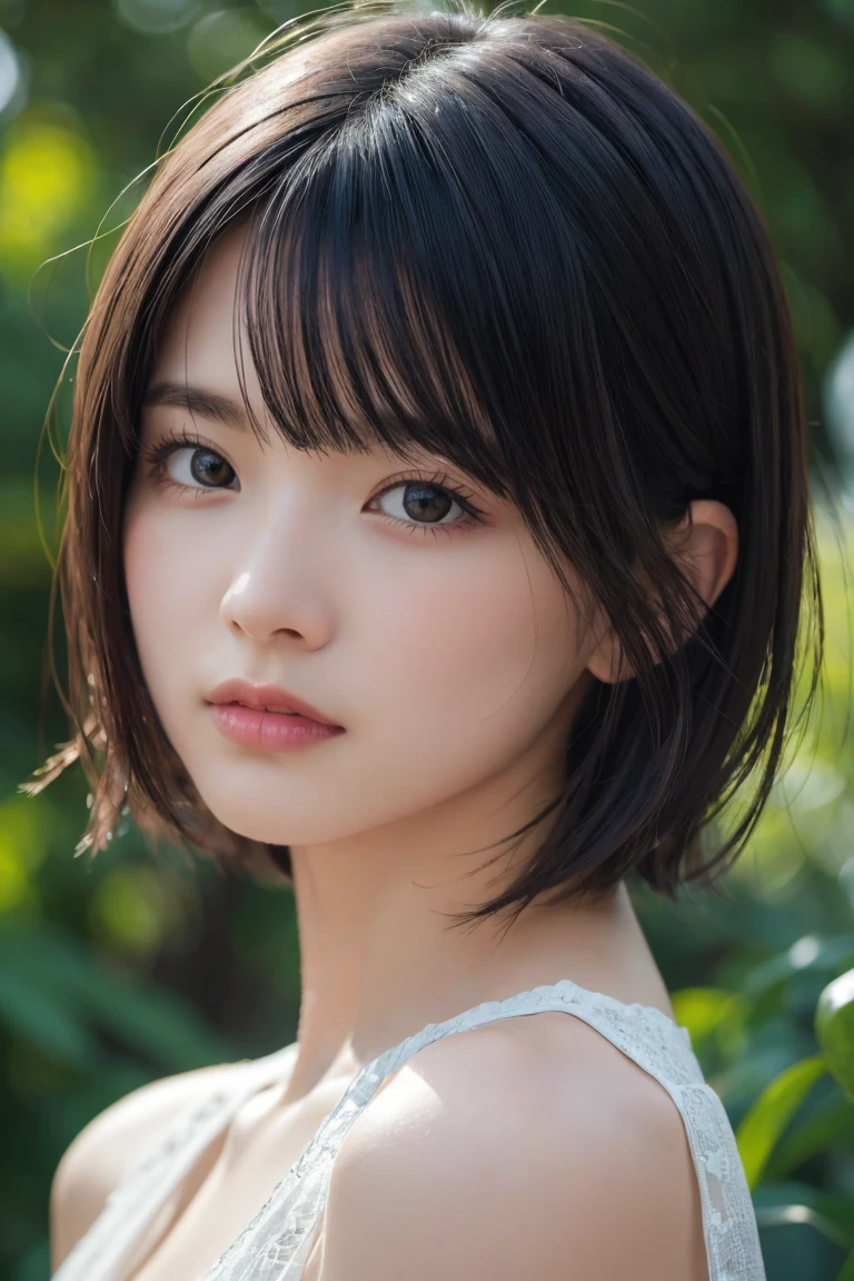 , Long winded [Blue-black:.3] hair,View your viewers, (masterpiece:1.3), (8k, Realistic, RAW Photos, Highest quality: 1.4), Japanese, (One girl), Beautiful Face, (Realistic Face), (black hair, short hair:1.3), beautiful hairstyle, Realistic eyes, Beautiful attention to detail, (Realistic Skin), Beautiful Skin, Charm, Ultra-high resolution, Ultra-realistic, Very detailed, Golden Ratio,