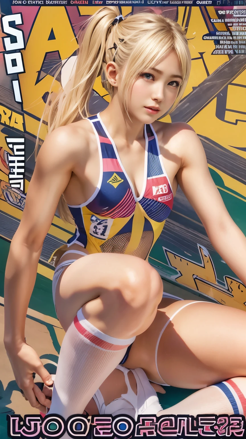 (Sports magazine cover, Olympics Special:1.3), Highest quality, Highest quality, 16K, Unbelievably absurd, Very detailed, 2.5D, delicate and dynamic, city, gold medal, , , , Small pale light and colorful light, Many light sources, 巨大なComplex模様のmagic陣, magic, Small face, Very delicate appearance, Delicate eye depiction, Upper body close-up,, erotic, Dynamic sexy pose, Sexy Woman, Healthy body shape, 19 year old woman, doaxvv_Marie Rose, athlete, Olympian, height: 150cm, big, Hard, Swaying bust, , Very long wavy blonde hair, Twin tails, Full Body Shot, Glaring at the camera, look up, Lure, Complex, Olympic Team, uniform, Green tight skirt, , Brown Loafers, independent