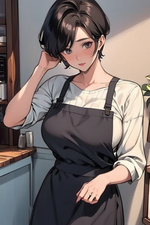 mother,Married Woman,apron,Black Hair,kind,short hair,Berry Short,Short Hair,