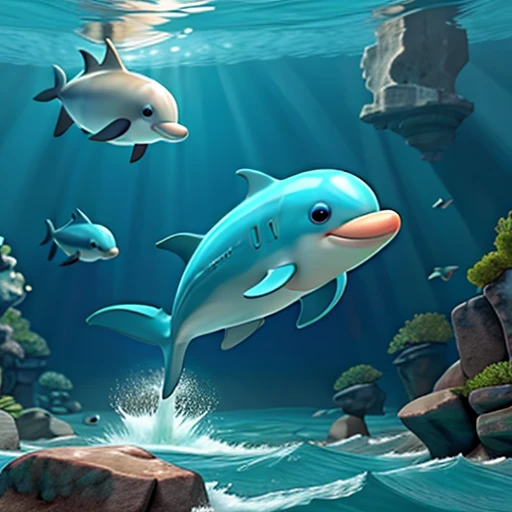 dolphin in the high seas