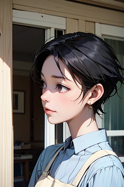 mother,Married Woman,apron,Black Hair,kind,short hair,Berry Short,Short Hair,