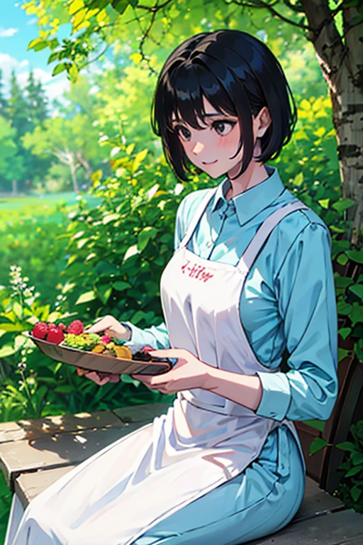 mother,Married Woman,apron,Black Hair,kind,short hair,Berry Short,Short Hair,