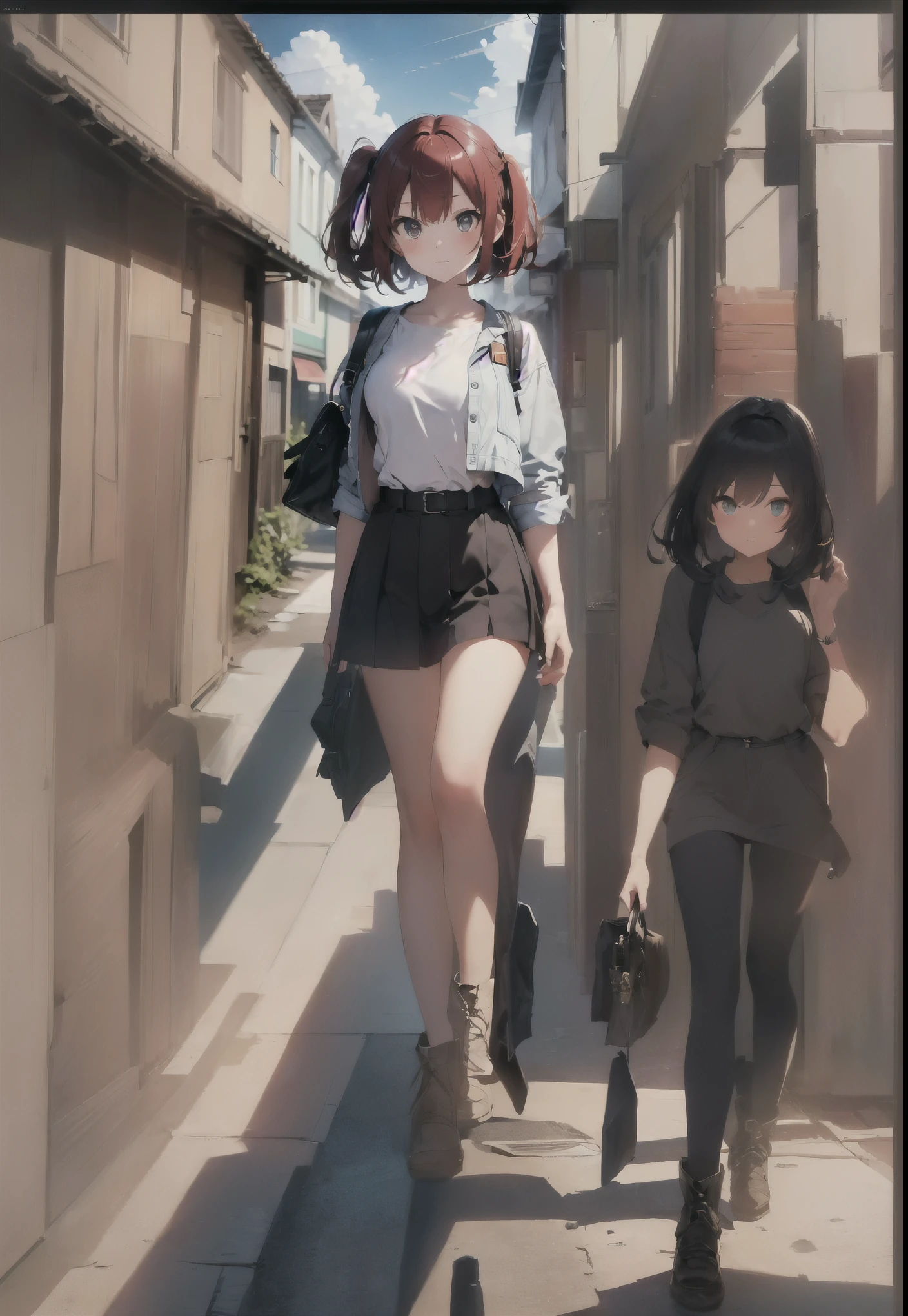 masterpiece, best quality, (extremely detailed CG unity 8k wallpaper), (best quality), (best illustration), (best shadow), absurdres, realistic lighting, (Abyss), beautiful detailed glow, art by PeterMohrBacher,, long boots perfect legs, purse
