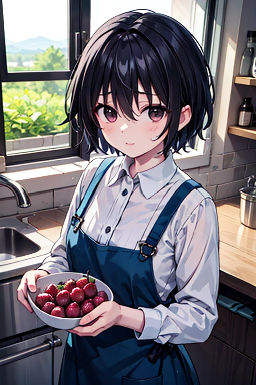 mother,Married Woman,apron,Black Hair,kind,short hair,Berry Short,Short Hair,
