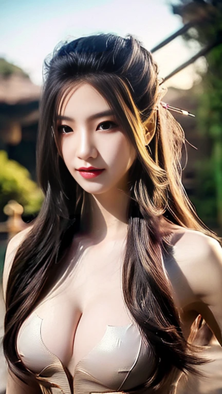 ylj, Chinese face girl, 12 year old girl, beautiful face, big nose, rosy red lips, super detailed face, super detailed breast, super detailed body, big breasts, hold breasts, long legs, legs spread, Shirtless, naked, hair fluttering in the wind, long hair, original black hair, standing in the castle yard with bamboo trees in the background, holding his face seductively , clear lightning, bright light, daylight, light from the front, long distance, taken from the front, best pictures, pictures taken from a distance, whole body in one picture, potrait image, whole body, pure white skin, 4k