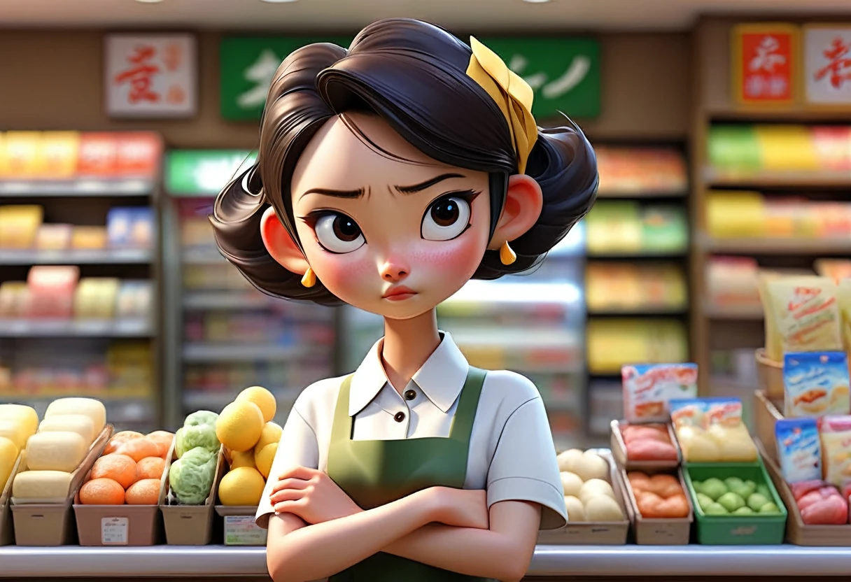 Convenience store clerk、reception、accounting、shopping、Customers and store staff2people、A fidgety customer、An apologetic customer