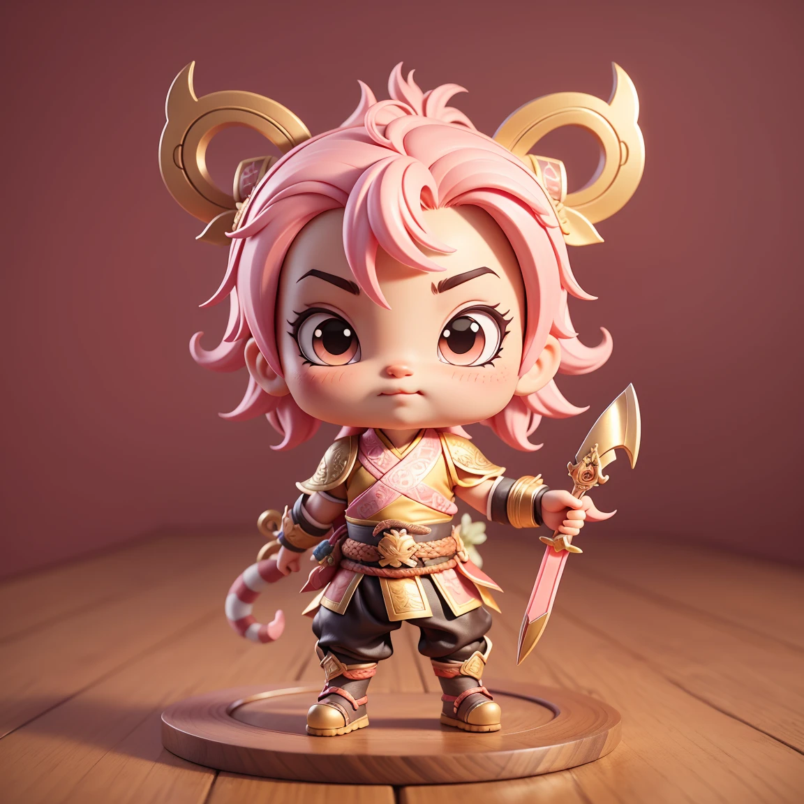 Chibi snake heroes blade,kirin,wukong,,Cute baby snake,Chinese style,Pink big blade,heroes snake blade,Festive atmosphere, 3d
