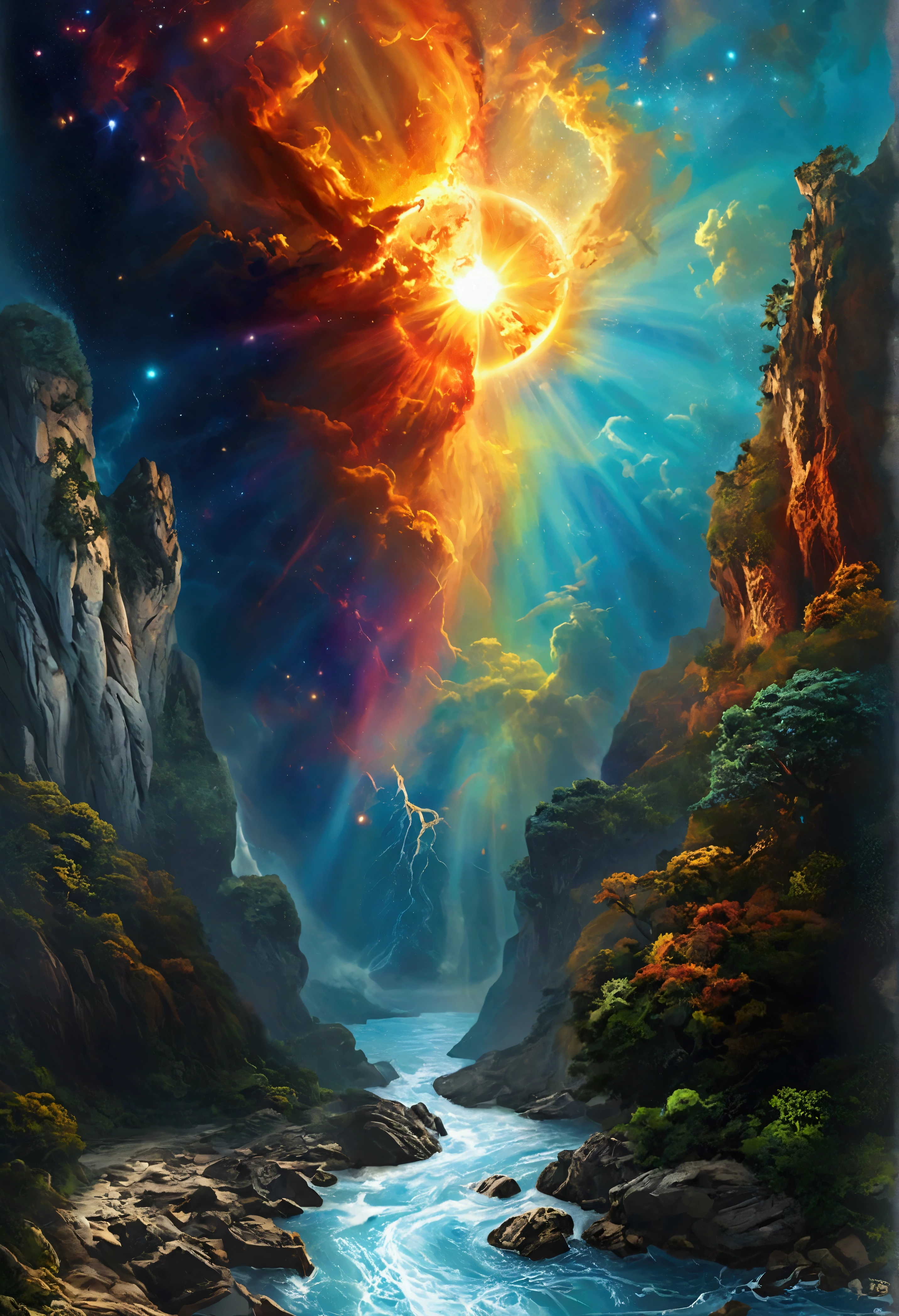 Creation 1. In the beginning、God created the heavens and the earth。 2 The earth is in chaos.、Darkness was on the face of the deep、The Spirit of God was moving over the face of the waters。 3 And God said。
「Let there be light。」
thus、There was light。 4 God Sees the Light、It was deemed good。God separates the light from the darkness、 5 The light is called day.、Darkness was called night。There was an evening、There was a morning。It is the first day。