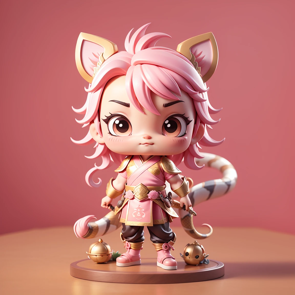 Chibi snake heroes blade,force kirin,force by wukong,,Cute baby snake，Chinese style，Pink big blade，Festive atmosphere, 3d