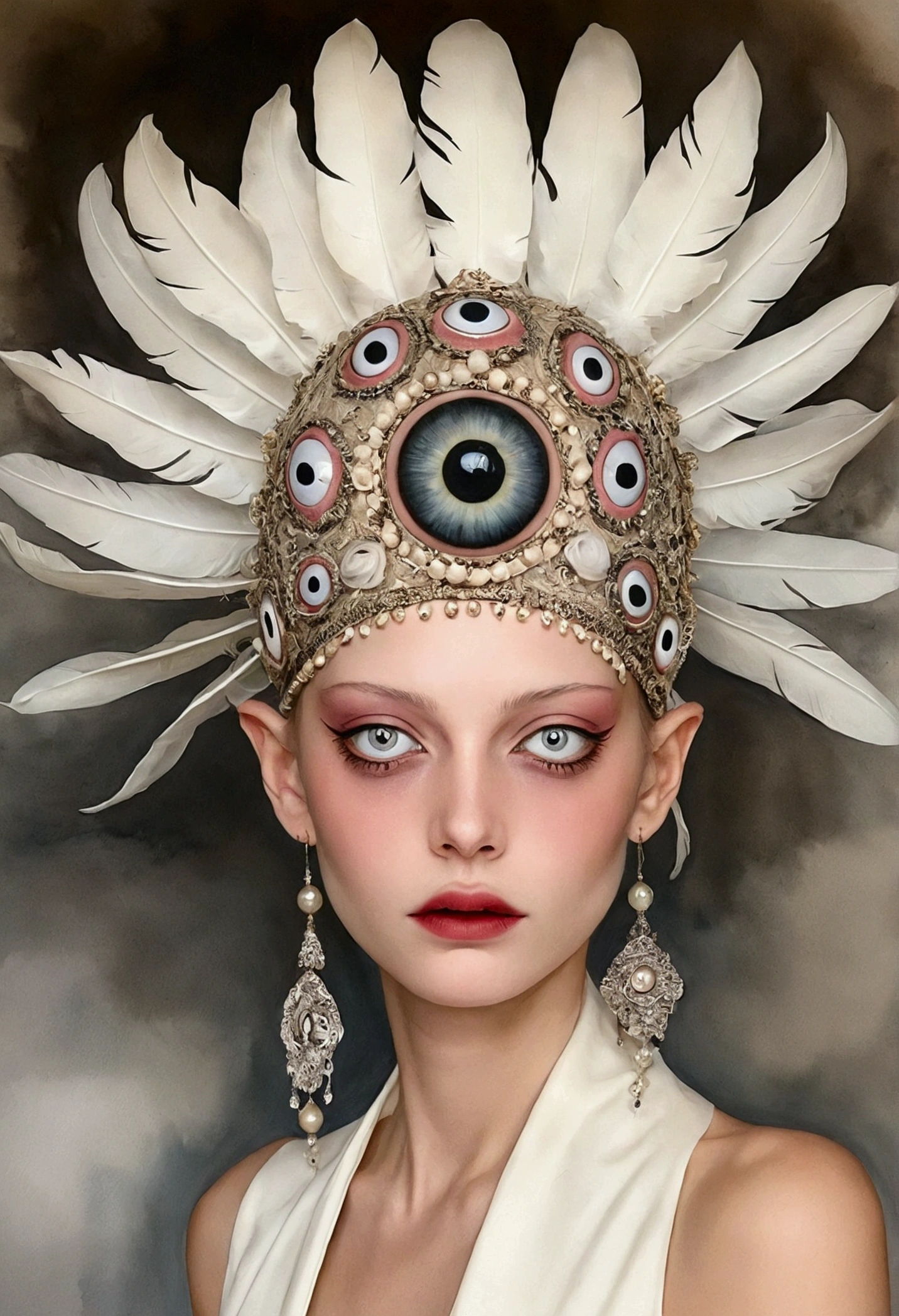 Femke Muntz Art,Exaggerated headdress,eyeball
