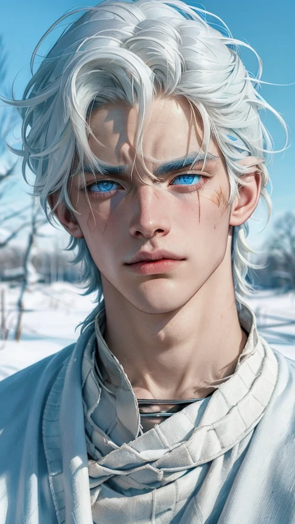 (Portrait of a man looking up)
BREAK
((38 year old)),(((large faded scar over right eye)))((white hair)),(((vivid blue eyes))), curtain hairstyle, a little stern, masculine face, roman nose, muscular, heroic, black armor, detailed and correct facial structure, johan liebert mixed with dante, handsome, attractive