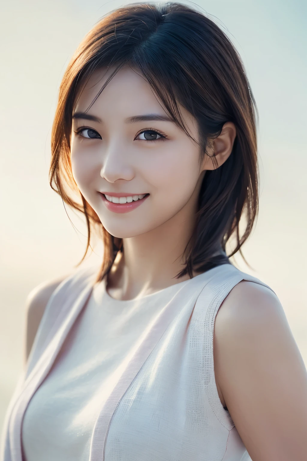 One Girl, (Wear casual, pastel-colored clothing:1.2), (Beautiful Japanese idol portrait photos),
(Simple background in light colors:1.3),
(RAW Photos, Highest quality), (Realistic, photo-Realistic:1.4), masterpiece, 8K Portrait,
Very delicate and beautiful, Very detailed, 2k wallpaper, wonderful, In detail, Very detailed CG unity 8k wallpaper, 
Very detailed, High resolution, 
Soft Light, Beautiful detailed girl, Very detailed eyes and face, Beautiful and detailed nose, Beautiful attention to detail,
Cinema Lighting, Perfect Anatomy, 
Slender body, Small breasts, Medium Hair, Bokeh, Dynamic Angle, A light smile,