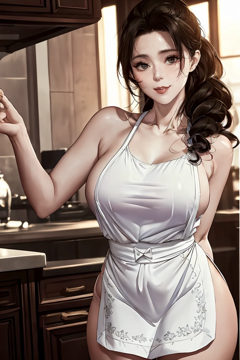 apron,sweat,(random sex pose:1.2),(random hairstyle),(Thin type:1.5),(large breasts),(Highest image quality,(8K), Ultra-realistic, Best Quality, High quality, High Definition, high quality texture, high detailing, Beautiful detailed, fine detailed, extremely details CG, Detailed texture, realistic representation of face, masterpiece, presence),naked apron,horse ass