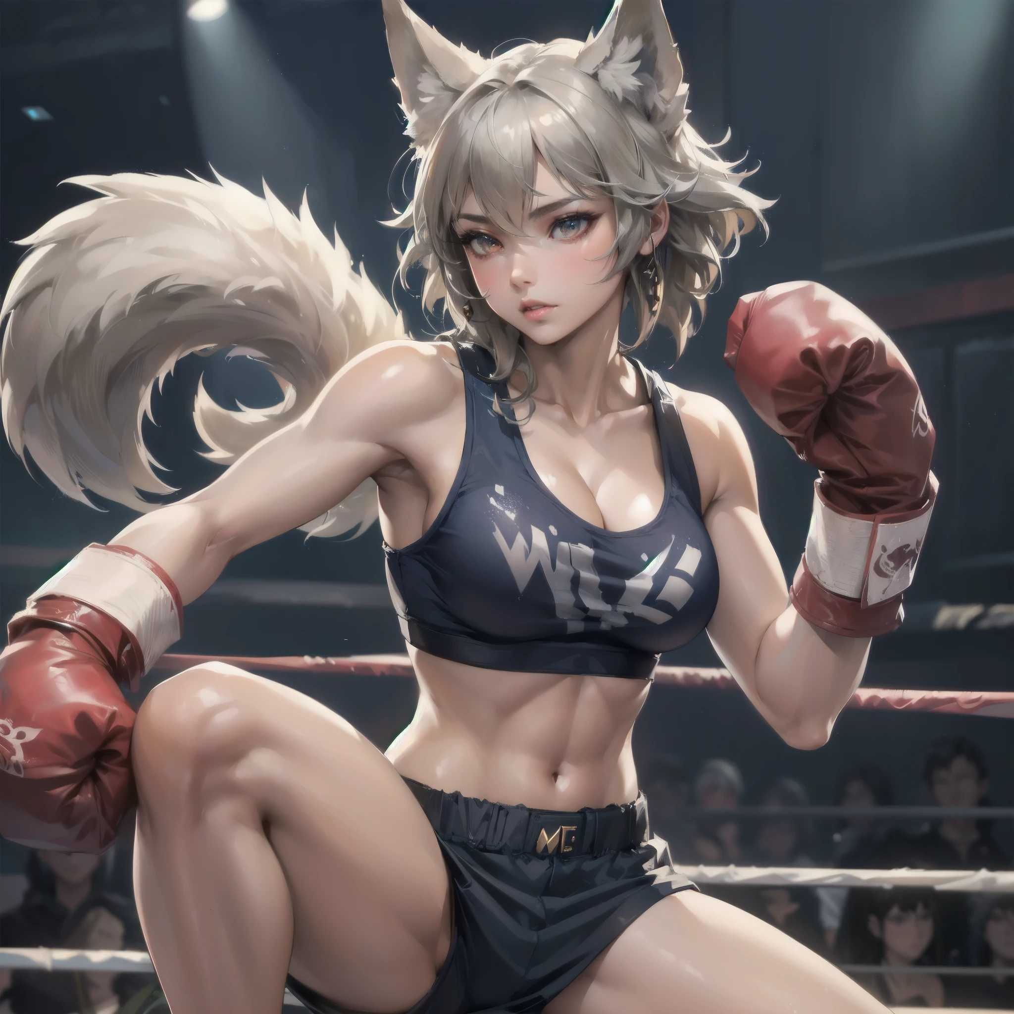 masterpiece, (textured skin), best quality, gorgeous beautiful, (a beautiful girl,wolf ears,wolf tail),detailed clothes,large breasts,narrow waist,, (beautiful face), cinematic lighting, (fantasy anime art ),