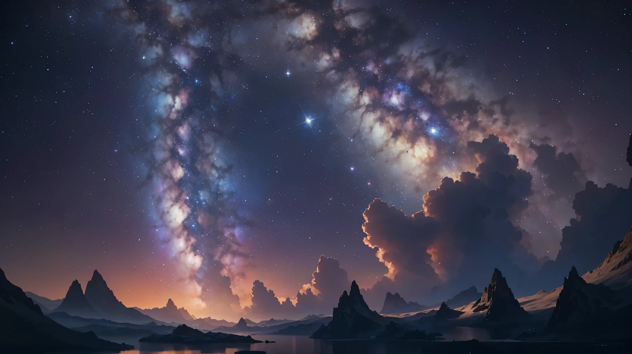 milky way, pearl, particle, detailed space scene, highly detailed starry night sky, beautiful galaxy, intricate celestial objects, luminescent cosmic matter, glowing nebulae, photorealistic, 8k, highly detailed, masterpiece, (best quality, 4k, 8k, highres, masterpiece:1.2), ultra-detailed, (realistic, photorealistic, photo-realistic:1.37), HDR, UHD, studio lighting, ultra-fine painting, sharp focus, physically-based rendering, extreme detail description, professional, vivid colors, bokeh