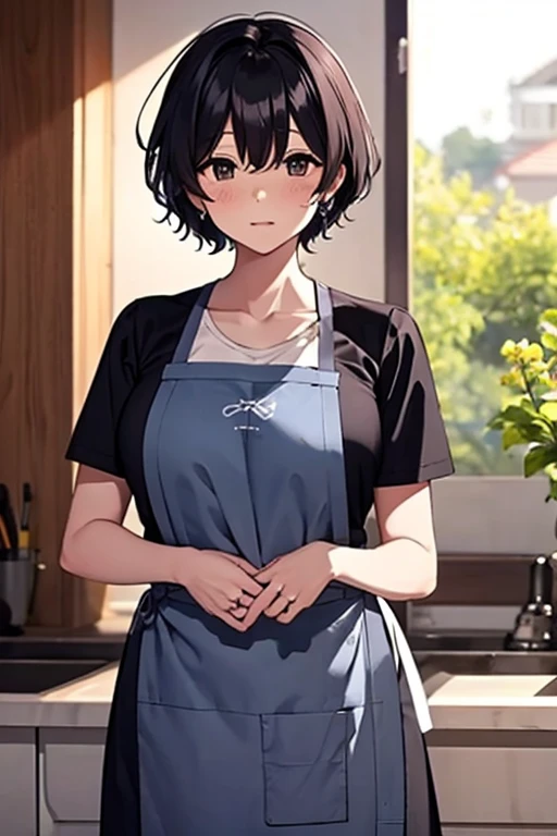 mother,Married Woman,apron,Black Hair,kind,short hair,Berry Short,Short Hair,
