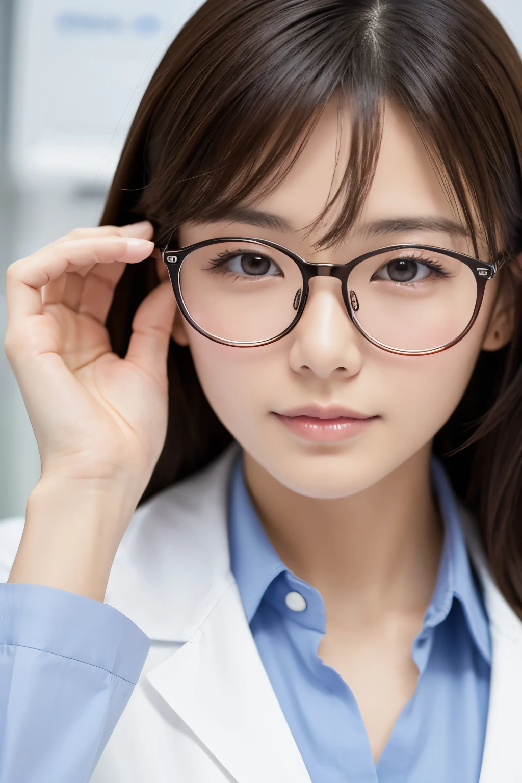 Highest quality,pharmacist,Japanese,male,20th Generation,sun,目がHighest quality,Face close-up,Glasses