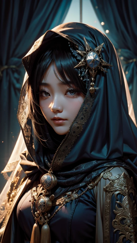 fortune teller She wears a veil that hides her face.、Eyes are hidden