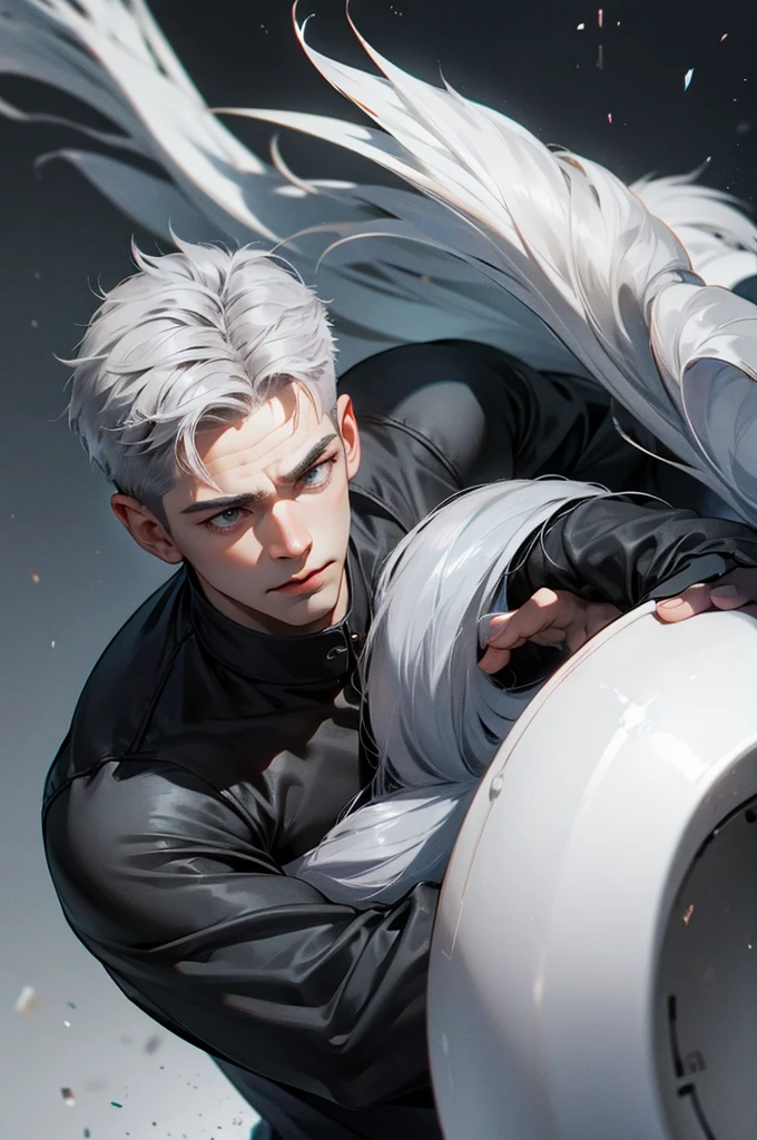 boy with gray hair and gray eyes
