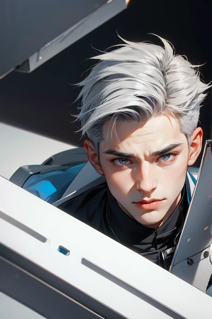 boy with gray hair and gray eyes