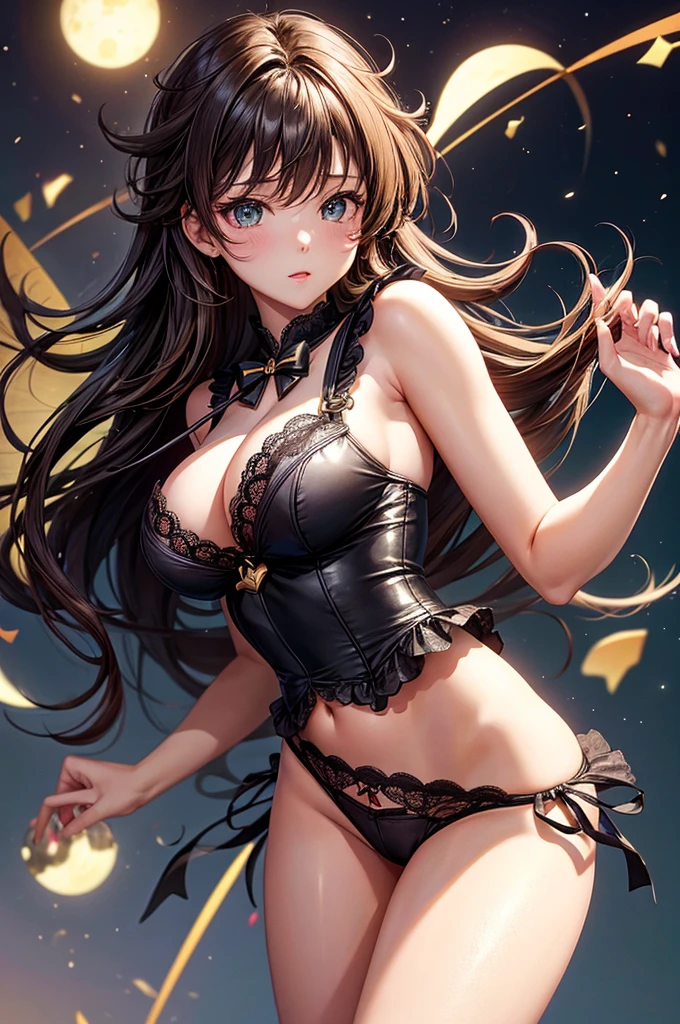 Highest quality、8k、Sexy black lace lingerie、Sailor Jupiter、Sexy pose、I can see her 、I can see the pussy