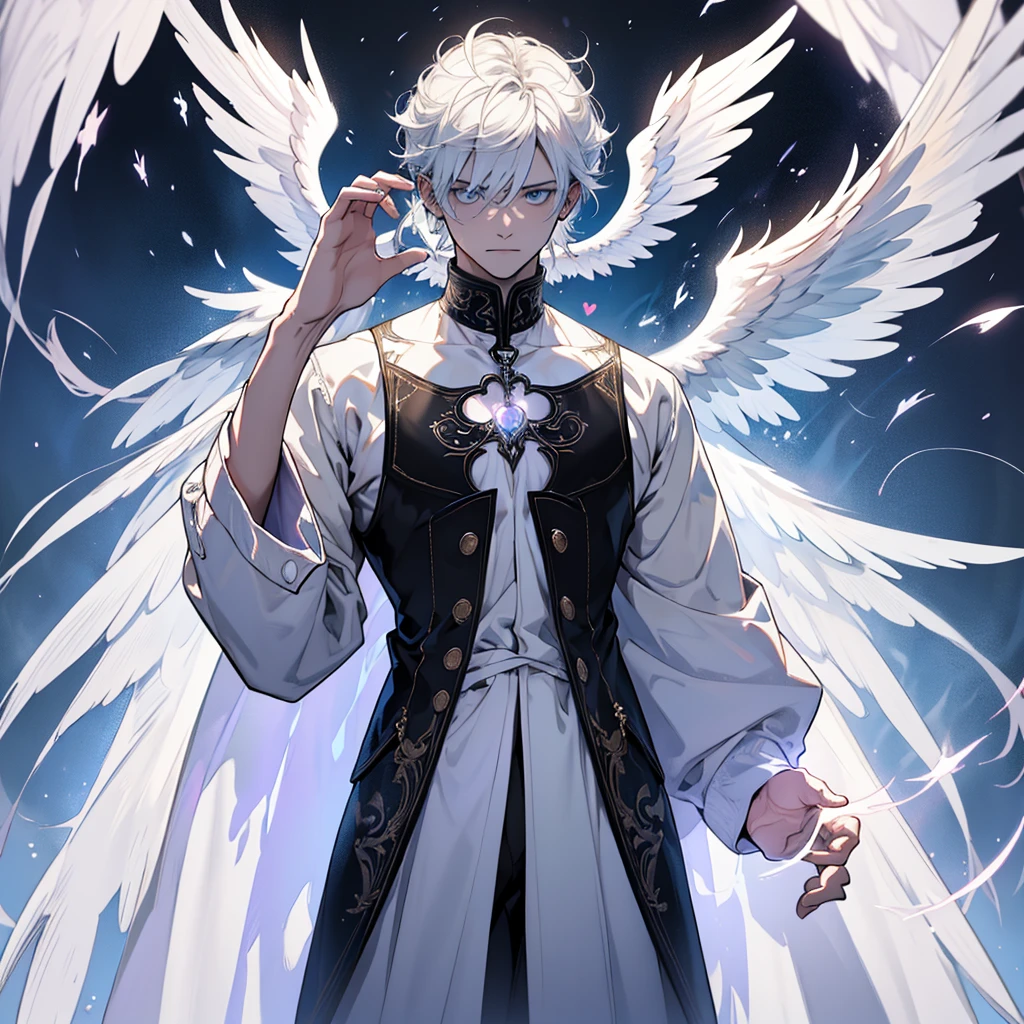 Ghost, spectrum, poltergeist, Horrible Spirit, shout, Transparent, angel wings (( better quality )), with hands on chest, heart of an angel, dark style