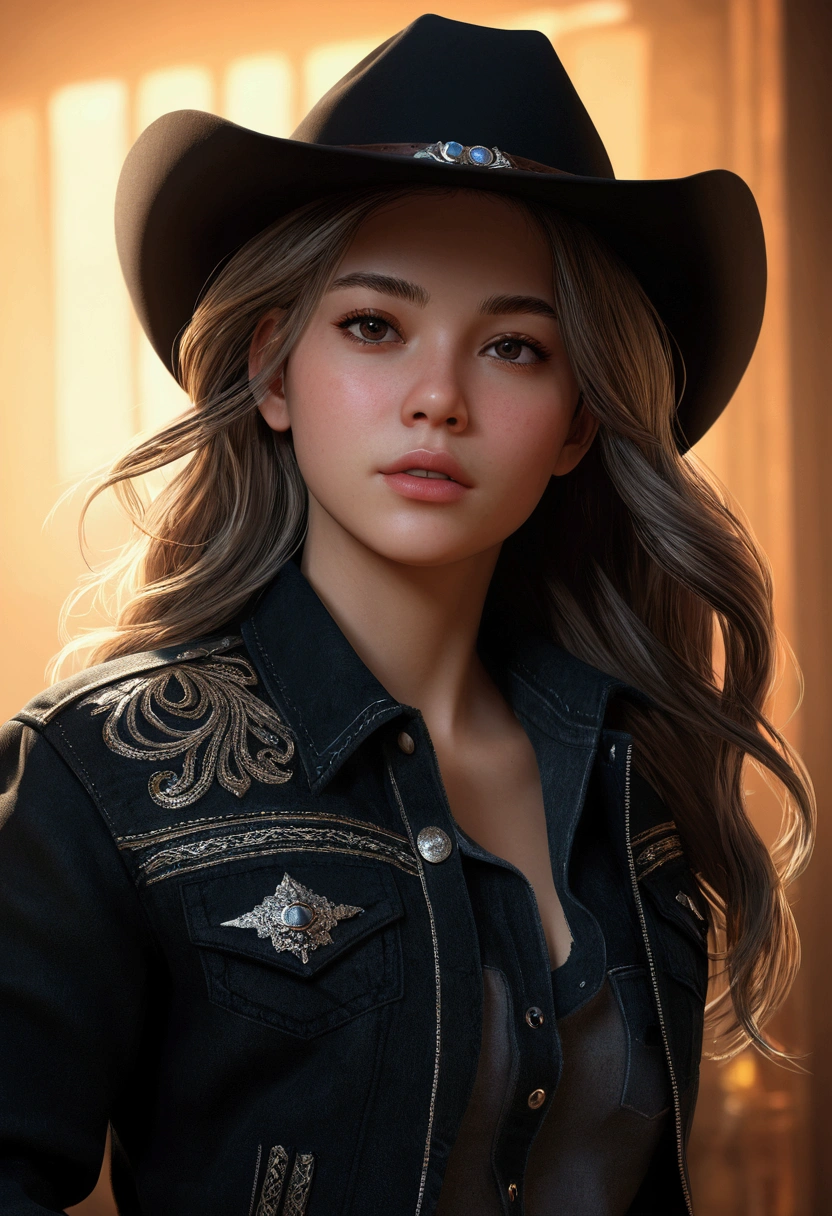 1girl,masterpiece, (8k, best quality, masterpiece:1.2),highly detailed,ultra-detailed,masterclass,best quality,illustration,hair_between_eyes,perfect lighting, cowboy shot, cv16,black jacket, pantydrop