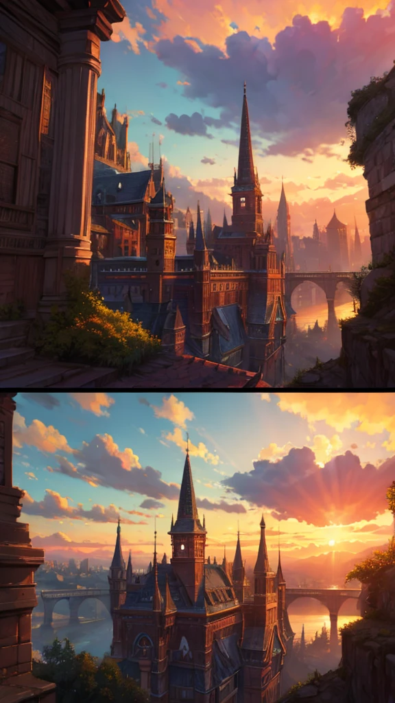 Sunset、Fantasy、mysterious、Landscape painting