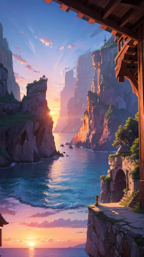 Sunset、Fantasy、mysterious、Landscape painting、Ocean、No people、relax